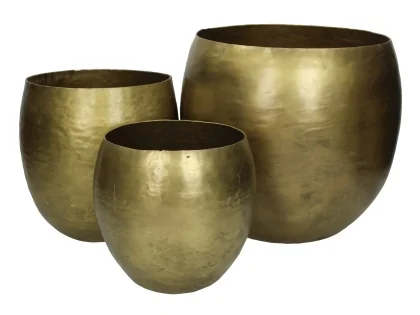 XET-3014	Planter Metal Gold 28x28x26cm S/3