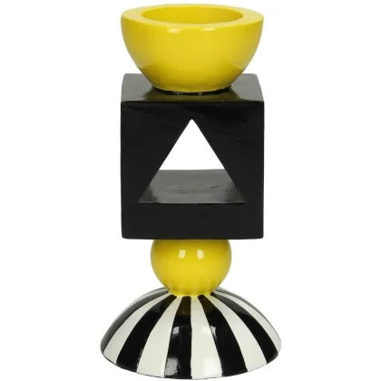XET-8002	Candle Holder Polyresin Yellow 7.6x7.6x14.3cm