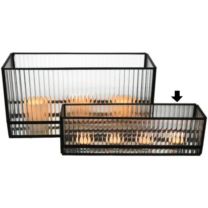 KAL-2885 BOUGEOIR 34X9X11CM 1.130KG NOIR TRANSPARENT VERRE METAL