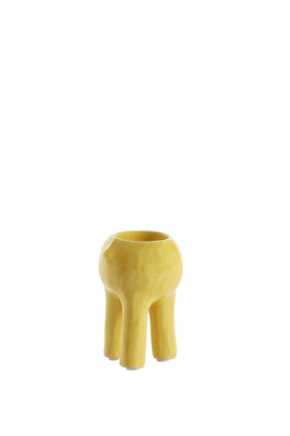 7773360	BOUGEOIR 7,5x10,5CM 0,178KG JAUNE CERAMIQUE