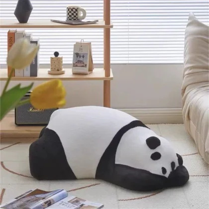 8462-CIFE  CHAISE PANDA 87X62X40CM BLANC NOIR COTON TISSU