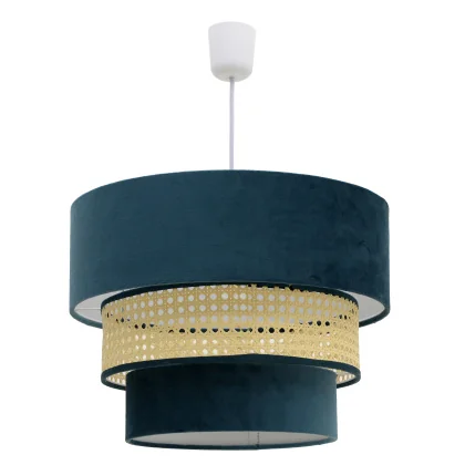 3-10-741-0022 VELVET/RATTAN CEILING LUMINAIRE PETROL D40X30/120