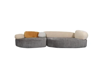 HF119+HF120 FAUTEUIL W258D136H75+W180D140H75CM GRIS BEIGE MARRON