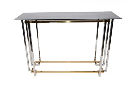 BS-1039 TABLE 120X40X78CM 19KG ARGNETE DORE METAL VERRE