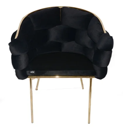 Y-363 CHAISE 71X60X75CM 18,8KG NOIR DORE VELOUR METAL