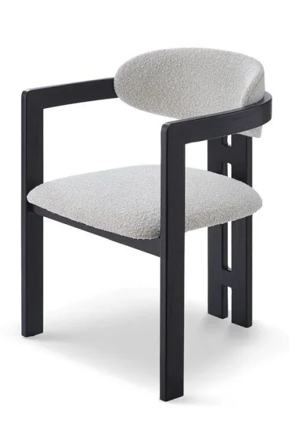 Y-1217 CHAISE 76X60CM 9KG BLANC NOIR BOUCLETTE METAL