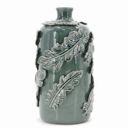 39387  VASE 21X50CM 4KG VERT CERAMIQUE    CM2