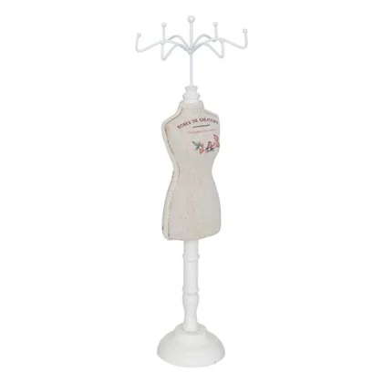 120661 PORTE BIJOUX H40,5CM 0,263KG BLANC METAL BOIS